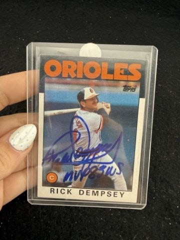 Rick Dempsey Hand Signed Authentic Autograph: KEY WORDS: INDIAN ARTIFACT ARTIFACTS ARROWHEAD ARROWHEADS NATIVE AMERICAN MISSISSIPPIAN QUAPAW CADDO POTTERY COINS MORGAN DOLLAR PEACE DOLLAR SILVER COINS. All coins have been Sigma tested for authent