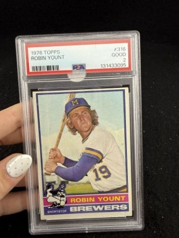 1976 Topps Robin Yount Baseball Card: KEY WORDS: INDIAN ARTIFACT ARTIFACTS ARROWHEAD ARROWHEADS NATIVE AMERICAN MISSISSIPPIAN QUAPAW CADDO POTTERY COINS MORGAN DOLLAR PEACE DOLLAR SILVER COINS. All coins have been Sigma tested for