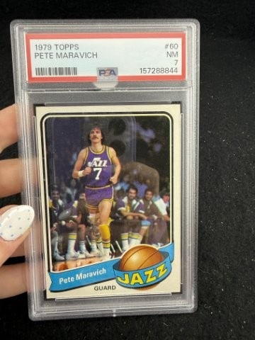 1979 Topps Pete Maravich: KEY WORDS: INDIAN ARTIFACT ARTIFACTS ARROWHEAD ARROWHEADS NATIVE AMERICAN MISSISSIPPIAN QUAPAW CADDO POTTERY COINS MORGAN DOLLAR PEACE DOLLAR SILVER COINS. All coins have been Sigma tested for authent