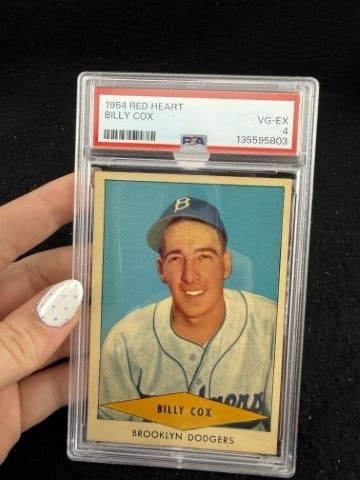1954 Red Heart Billy Cox Baseball Card: KEY WORDS: INDIAN ARTIFACT ARTIFACTS ARROWHEAD ARROWHEADS NATIVE AMERICAN MISSISSIPPIAN QUAPAW CADDO POTTERY COINS MORGAN DOLLAR PEACE DOLLAR SILVER COINS. All coins have been Sigma tested for