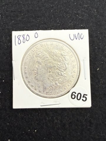 1880 O UNC Morgan Silver Dollar Coin: KEY WORDS: INDIAN ARTIFACT ARTIFACTS ARROWHEAD ARROWHEADS NATIVE AMERICAN MISSISSIPPIAN QUAPAW CADDO POTTERY COINS MORGAN DOLLAR PEACE DOLLAR SILVER COINS. All coins have been Sigma tested for authent