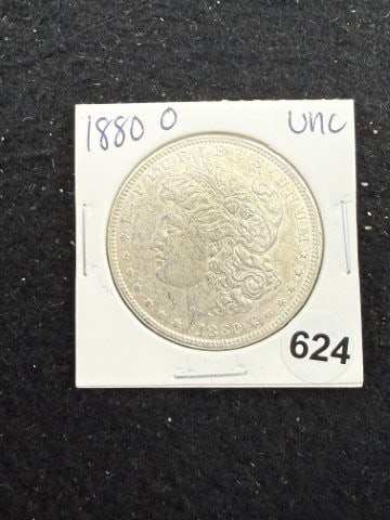 1880 O UNC Morgan Silver Dollar Coin: KEY WORDS: INDIAN ARTIFACT ARTIFACTS ARROWHEAD ARROWHEADS NATIVE AMERICAN MISSISSIPPIAN QUAPAW CADDO POTTERY COINS MORGAN DOLLAR PEACE DOLLAR SILVER COINS. All coins have been Sigma tested for authent