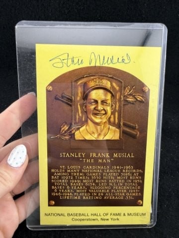 Stan Musial Hand Signed Authentic Autograph: KEY WORDS: INDIAN ARTIFACT ARTIFACTS ARROWHEAD ARROWHEADS NATIVE AMERICAN MISSISSIPPIAN QUAPAW CADDO POTTERY COINS MORGAN DOLLAR PEACE DOLLAR SILVER COINS. All coins have been Sigma tested for authent