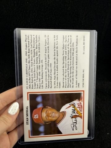 Stan Musial Hand Signed Authentic Autograph: KEY WORDS: INDIAN ARTIFACT ARTIFACTS ARROWHEAD ARROWHEADS NATIVE AMERICAN MISSISSIPPIAN QUAPAW CADDO POTTERY COINS MORGAN DOLLAR PEACE DOLLAR SILVER COINS. All coins have been Sigma tested for authent