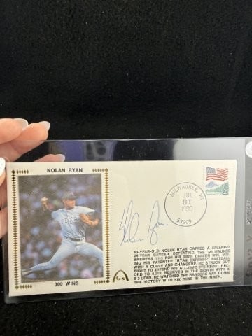 Nolan Ryan Hand Signed Authentic Autograph: KEY WORDS: INDIAN ARTIFACT ARTIFACTS ARROWHEAD ARROWHEADS NATIVE AMERICAN MISSISSIPPIAN QUAPAW CADDO POTTERY COINS MORGAN DOLLAR PEACE DOLLAR SILVER COINS. All coins have been Sigma tested for