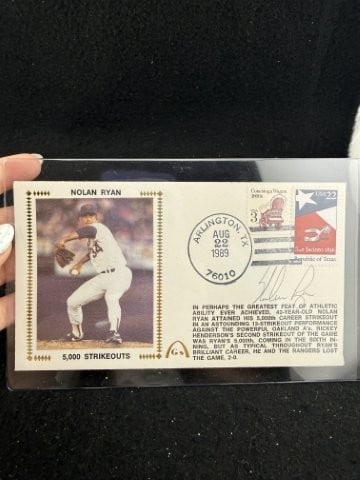 Nolan Ryan Hand Signed Authentic Autograph: KEY WORDS: INDIAN ARTIFACT ARTIFACTS ARROWHEAD ARROWHEADS NATIVE AMERICAN MISSISSIPPIAN QUAPAW CADDO POTTERY COINS MORGAN DOLLAR PEACE DOLLAR SILVER COINS. All coins have been Sigma tested for