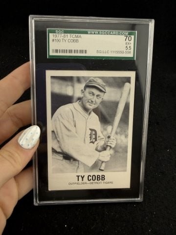 1977-81 TCMA #100 Ty Cobb Baseball Card: KEY WORDS: INDIAN ARTIFACT ARTIFACTS ARROWHEAD ARROWHEADS NATIVE AMERICAN MISSISSIPPIAN QUAPAW CADDO POTTERY COINS MORGAN DOLLAR PEACE DOLLAR SILVER COINS. All coins have been Sigma tested for