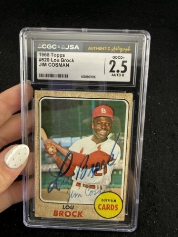 Lou Brock Hand Signed Authentic Autograph: KEY WORDS: INDIAN ARTIFACT ARTIFACTS ARROWHEAD ARROWHEADS NATIVE AMERICAN MISSISSIPPIAN QUAPAW CADDO POTTERY COINS MORGAN DOLLAR PEACE DOLLAR SILVER COINS. All coins have been Sigma tested for authent