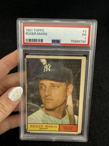 1961 Topps Roger Maris Baseball Card: KEY WORDS: INDIAN ARTIFACT ARTIFACTS ARROWHEAD ARROWHEADS NATIVE AMERICAN MISSISSIPPIAN QUAPAW CADDO POTTERY COINS MORGAN DOLLAR PEACE DOLLAR SILVER COINS. All coins have been Sigma tested for
