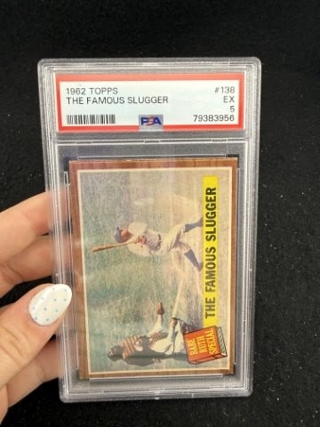 1962 Topps The Famous Slugger Baseball Card: KEY WORDS: INDIAN ARTIFACT ARTIFACTS ARROWHEAD ARROWHEADS NATIVE AMERICAN MISSISSIPPIAN QUAPAW CADDO POTTERY COINS MORGAN DOLLAR PEACE DOLLAR SILVER COINS. All coins have been Sigma tested for
