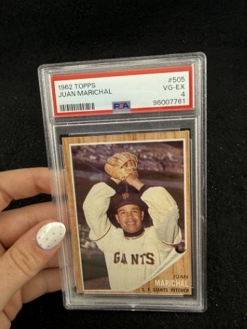 1962 Topps Juan Marichal Baseball Card: KEY WORDS: INDIAN ARTIFACT ARTIFACTS ARROWHEAD ARROWHEADS NATIVE AMERICAN MISSISSIPPIAN QUAPAW CADDO POTTERY COINS MORGAN DOLLAR PEACE DOLLAR SILVER COINS. All coins have been Sigma tested for