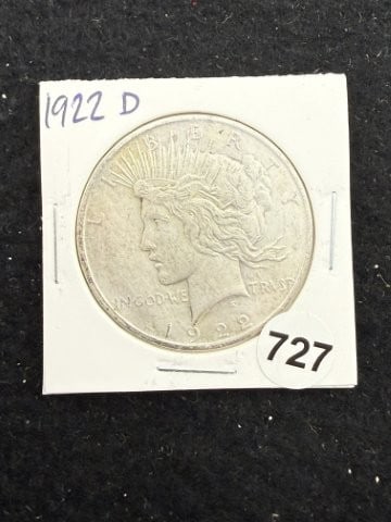 1922 D Peace Silver Dollar Coin: KEY WORDS: INDIAN ARTIFACT ARTIFACTS ARROWHEAD ARROWHEADS NATIVE AMERICAN MISSISSIPPIAN QUAPAW CADDO POTTERY COINS MORGAN DOLLAR PEACE DOLLAR SILVER COINS. All coins have been Sigma tested for