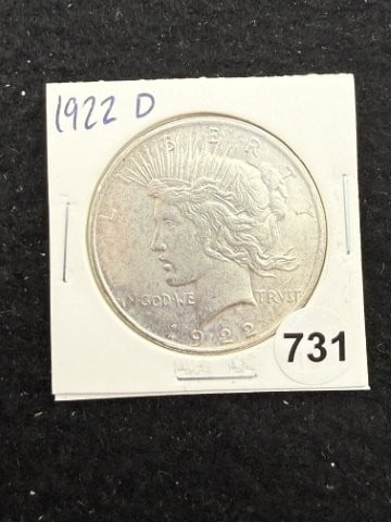 1922 D Peace Silver Dollar Coin: KEY WORDS: INDIAN ARTIFACT ARTIFACTS ARROWHEAD ARROWHEADS NATIVE AMERICAN MISSISSIPPIAN QUAPAW CADDO POTTERY COINS MORGAN DOLLAR PEACE DOLLAR SILVER COINS. All coins have been Sigma tested for