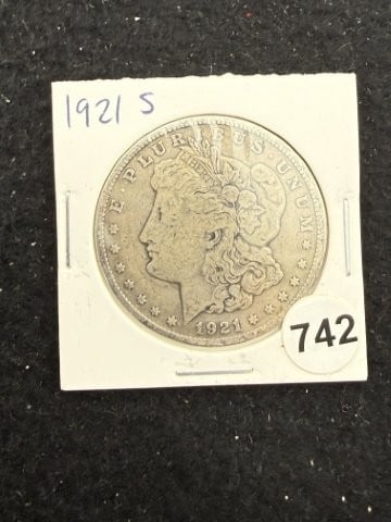 1921 S Morgan Silver Dollar Coin: KEY WORDS: INDIAN ARTIFACT ARTIFACTS ARROWHEAD ARROWHEADS NATIVE AMERICAN MISSISSIPPIAN QUAPAW CADDO POTTERY COINS MORGAN DOLLAR PEACE DOLLAR SILVER COINS. All coins have been Sigma tested for