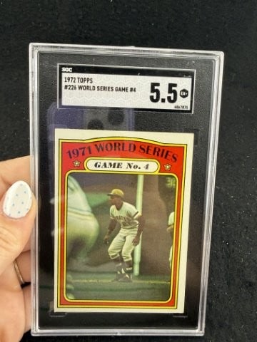 1972 Topps World Series Game #4 Baseball Card: KEY WORDS: INDIAN ARTIFACT ARTIFACTS ARROWHEAD ARROWHEADS NATIVE AMERICAN MISSISSIPPIAN QUAPAW CADDO POTTERY COINS MORGAN DOLLAR PEACE DOLLAR SILVER COINS. All coins have been Sigma tested for