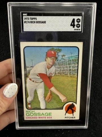 1973 Topps Goose Gossage Baseball Card: KEY WORDS: INDIAN ARTIFACT ARTIFACTS ARROWHEAD ARROWHEADS NATIVE AMERICAN MISSISSIPPIAN QUAPAW CADDO POTTERY COINS MORGAN DOLLAR PEACE DOLLAR SILVER COINS. All coins have been Sigma tested for