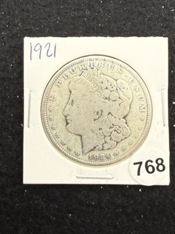 1921 Morgan Silver Dollar Coin: KEY WORDS: INDIAN ARTIFACT ARTIFACTS ARROWHEAD ARROWHEADS NATIVE AMERICAN MISSISSIPPIAN QUAPAW CADDO POTTERY COINS MORGAN DOLLAR PEACE DOLLAR SILVER COINS. All coins have been Sigma tested for