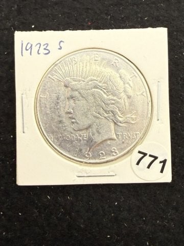 1923 S Peace Silver Dollar Coin: KEY WORDS: INDIAN ARTIFACT ARTIFACTS ARROWHEAD ARROWHEADS NATIVE AMERICAN MISSISSIPPIAN QUAPAW CADDO POTTERY COINS MORGAN DOLLAR PEACE DOLLAR SILVER COINS. All coins have been Sigma tested for