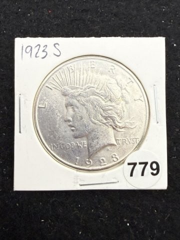 1923 S Peace Silver Dollar Coin: KEY WORDS: INDIAN ARTIFACT ARTIFACTS ARROWHEAD ARROWHEADS NATIVE AMERICAN MISSISSIPPIAN QUAPAW CADDO POTTERY COINS MORGAN DOLLAR PEACE DOLLAR SILVER COINS. All coins have been Sigma tested for