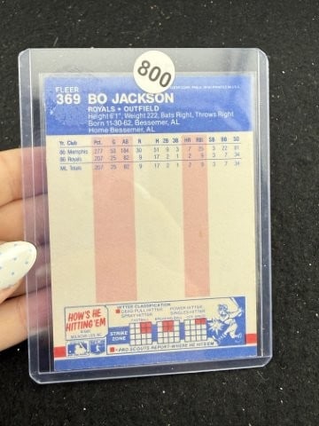1987 Fleer Bo Jackson Baseball Card - 2