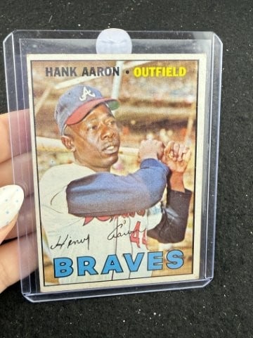 1967 Topps Hank Aaron Baseball Card: KEY WORDS: INDIAN ARTIFACT ARTIFACTS ARROWHEAD ARROWHEADS NATIVE AMERICAN MISSISSIPPIAN QUAPAW CADDO POTTERY COINS MORGAN DOLLAR PEACE DOLLAR SILVER COINS. All coins have been Sigma tested for