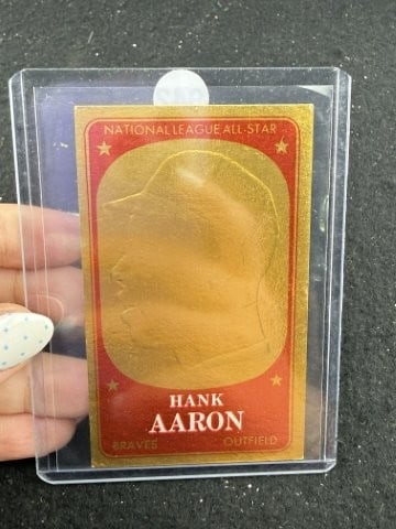 Hank Aaron Baseball Card: KEY WORDS: INDIAN ARTIFACT ARTIFACTS ARROWHEAD ARROWHEADS NATIVE AMERICAN MISSISSIPPIAN QUAPAW CADDO POTTERY COINS MORGAN DOLLAR PEACE DOLLAR SILVER COINS. All coins have been Sigma tested for