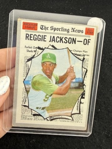 Reggie Jackson Baseball Card: KEY WORDS: INDIAN ARTIFACT ARTIFACTS ARROWHEAD ARROWHEADS NATIVE AMERICAN MISSISSIPPIAN QUAPAW CADDO POTTERY COINS MORGAN DOLLAR PEACE DOLLAR SILVER COINS. All coins have been Sigma tested for