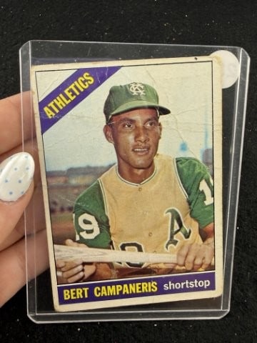1966 Topps Bert Campaneris Baseball Card: KEY WORDS: INDIAN ARTIFACT ARTIFACTS ARROWHEAD ARROWHEADS NATIVE AMERICAN MISSISSIPPIAN QUAPAW CADDO POTTERY COINS MORGAN DOLLAR PEACE DOLLAR SILVER COINS. All coins have been Sigma tested for