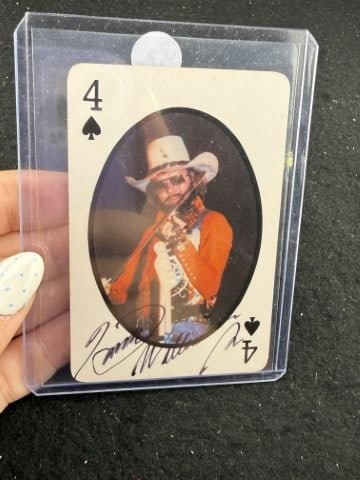 Hank Williams Jr. Hand Signed Authentic Autograph: KEY WORDS: INDIAN ARTIFACT ARTIFACTS ARROWHEAD ARROWHEADS NATIVE AMERICAN MISSISSIPPIAN QUAPAW CADDO POTTERY COINS MORGAN DOLLAR PEACE DOLLAR SILVER COINS. All coins have been Sigma tested for authent
