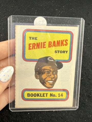 Ernie Banks Story Booklet Baseball Card: KEY WORDS: INDIAN ARTIFACT ARTIFACTS ARROWHEAD ARROWHEADS NATIVE AMERICAN MISSISSIPPIAN QUAPAW CADDO POTTERY COINS MORGAN DOLLAR PEACE DOLLAR SILVER COINS. All coins have been Sigma tested for