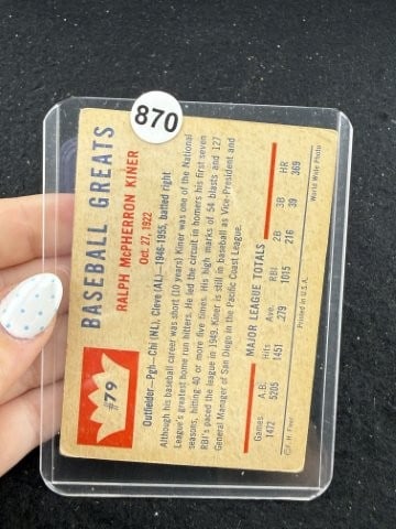 Ralph Kiner Baseball Card - 2