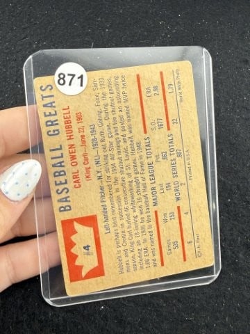 Carl Hubbell Baseball Card - 2