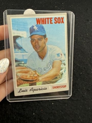 1970 Topps Luis Aparicio Baseball Card: KEY WORDS: INDIAN ARTIFACT ARTIFACTS ARROWHEAD ARROWHEADS NATIVE AMERICAN MISSISSIPPIAN QUAPAW CADDO POTTERY COINS MORGAN DOLLAR PEACE DOLLAR SILVER COINS. All coins have been Sigma tested for
