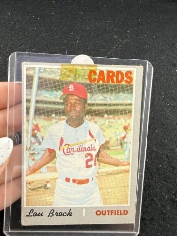 1970 Topps Lou Brock Baseball Card: KEY WORDS: INDIAN ARTIFACT ARTIFACTS ARROWHEAD ARROWHEADS NATIVE AMERICAN MISSISSIPPIAN QUAPAW CADDO POTTERY COINS MORGAN DOLLAR PEACE DOLLAR SILVER COINS. All coins have been Sigma tested for
