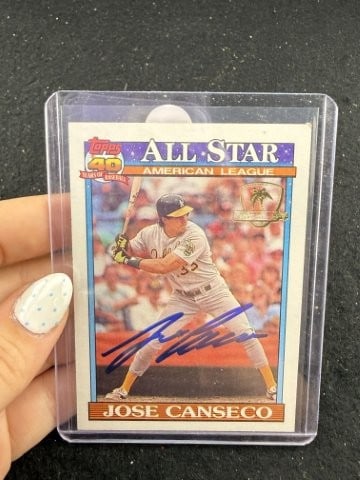Jose Canseco Hand Signed Authentic Autograph: KEY WORDS: INDIAN ARTIFACT ARTIFACTS ARROWHEAD ARROWHEADS NATIVE AMERICAN MISSISSIPPIAN QUAPAW CADDO POTTERY COINS MORGAN DOLLAR PEACE DOLLAR SILVER COINS. All coins have been Sigma tested for authent