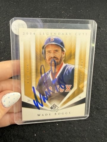 Wade Boggs Hand Signed Authentic Autograph: KEY WORDS: INDIAN ARTIFACT ARTIFACTS ARROWHEAD ARROWHEADS NATIVE AMERICAN MISSISSIPPIAN QUAPAW CADDO POTTERY COINS MORGAN DOLLAR PEACE DOLLAR SILVER COINS. All coins have been Sigma tested for
