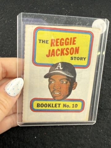 Reggie Jackson Story Booklet Baseball Card: KEY WORDS: INDIAN ARTIFACT ARTIFACTS ARROWHEAD ARROWHEADS NATIVE AMERICAN MISSISSIPPIAN QUAPAW CADDO POTTERY COINS MORGAN DOLLAR PEACE DOLLAR SILVER COINS. All coins have been Sigma tested for