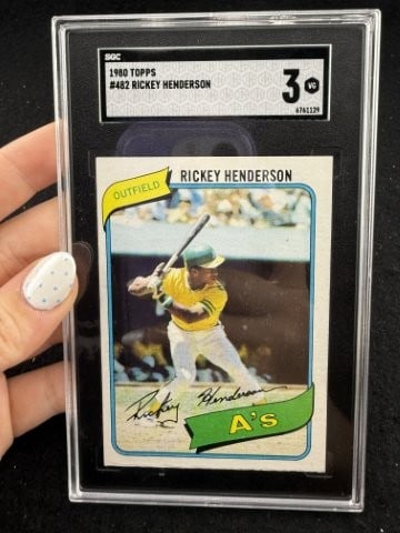 1980 Topps Rickey Henderson Baseball Card: KEY WORDS: INDIAN ARTIFACT ARTIFACTS ARROWHEAD ARROWHEADS NATIVE AMERICAN MISSISSIPPIAN QUAPAW CADDO POTTERY COINS MORGAN DOLLAR PEACE DOLLAR SILVER COINS. All coins have been Sigma tested for authent