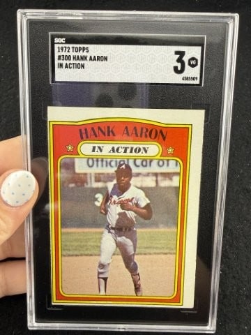 1972 Topps Hank Aaron Baseball Card: KEY WORDS: INDIAN ARTIFACT ARTIFACTS ARROWHEAD ARROWHEADS NATIVE AMERICAN MISSISSIPPIAN QUAPAW CADDO POTTERY COINS MORGAN DOLLAR PEACE DOLLAR SILVER COINS. All coins have been Sigma tested for