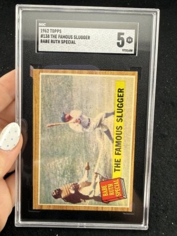 1962 Topps Babe Ruth Baseball Card: KEY WORDS: INDIAN ARTIFACT ARTIFACTS ARROWHEAD ARROWHEADS NATIVE AMERICAN MISSISSIPPIAN QUAPAW CADDO POTTERY COINS MORGAN DOLLAR PEACE DOLLAR SILVER COINS. All coins have been Sigma tested for
