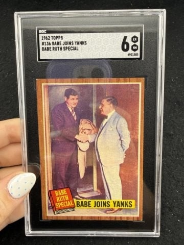 1962 Topps Babe Ruth Baseball Card: KEY WORDS: INDIAN ARTIFACT ARTIFACTS ARROWHEAD ARROWHEADS NATIVE AMERICAN MISSISSIPPIAN QUAPAW CADDO POTTERY COINS MORGAN DOLLAR PEACE DOLLAR SILVER COINS. All coins have been Sigma tested for