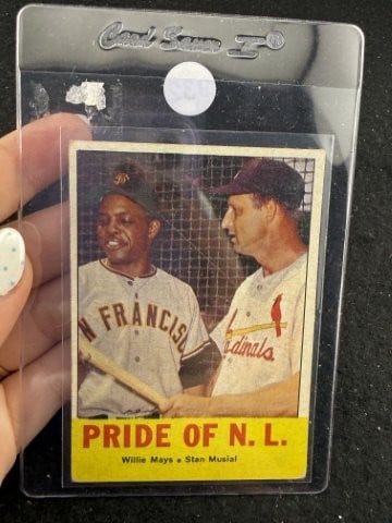 Willie Mays, Stan Musial Baseball Card: KEY WORDS: INDIAN ARTIFACT ARTIFACTS ARROWHEAD ARROWHEADS NATIVE AMERICAN MISSISSIPPIAN QUAPAW CADDO POTTERY COINS MORGAN DOLLAR PEACE DOLLAR SILVER COINS. All coins have been Sigma tested for