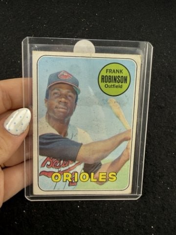 1969 Topps Frank Robinson Baseball Card: KEY WORDS: INDIAN ARTIFACT ARTIFACTS ARROWHEAD ARROWHEADS NATIVE AMERICAN MISSISSIPPIAN QUAPAW CADDO POTTERY COINS MORGAN DOLLAR PEACE DOLLAR SILVER COINS. All coins have been Sigma tested for