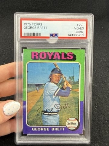 1975 Topps George Brett Baseball Card: KEY WORDS: INDIAN ARTIFACT ARTIFACTS ARROWHEAD ARROWHEADS NATIVE AMERICAN MISSISSIPPIAN QUAPAW CADDO POTTERY COINS MORGAN DOLLAR PEACE DOLLAR SILVER COINS. All coins have been Sigma tested for