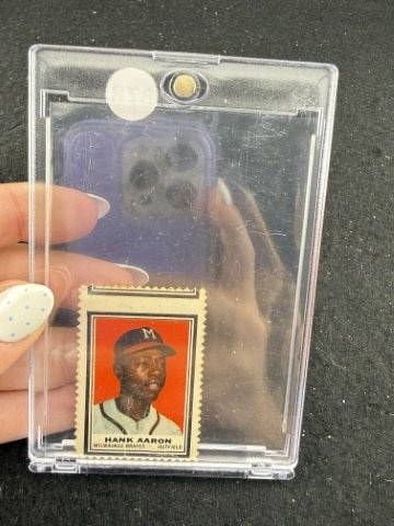 Hank Aaron Baseball Card: KEY WORDS: INDIAN ARTIFACT ARTIFACTS ARROWHEAD ARROWHEADS NATIVE AMERICAN MISSISSIPPIAN QUAPAW CADDO POTTERY COINS MORGAN DOLLAR PEACE DOLLAR SILVER COINS. All coins have been Sigma tested for