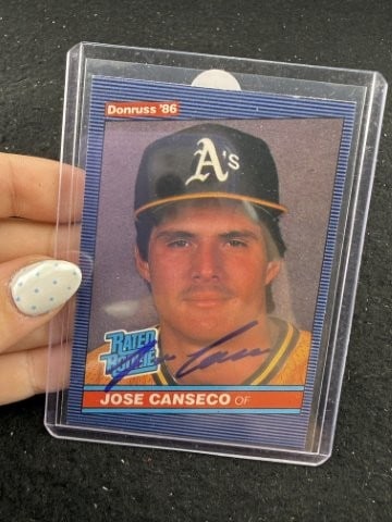 Jose Canseco Hand Signed Authentic Autograph: KEY WORDS: INDIAN ARTIFACT ARTIFACTS ARROWHEAD ARROWHEADS NATIVE AMERICAN MISSISSIPPIAN QUAPAW CADDO POTTERY COINS MORGAN DOLLAR PEACE DOLLAR SILVER COINS. All coins have been Sigma tested for