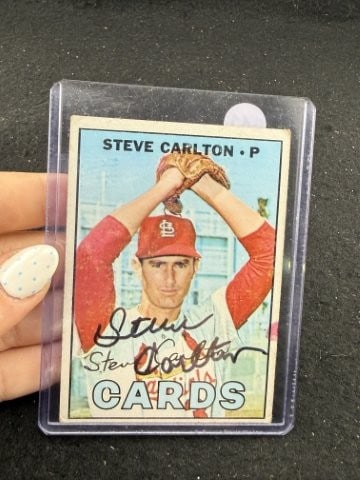 Steve Carlton Hand Signed Authentic Autograph: KEY WORDS: INDIAN ARTIFACT ARTIFACTS ARROWHEAD ARROWHEADS NATIVE AMERICAN MISSISSIPPIAN QUAPAW CADDO POTTERY COINS MORGAN DOLLAR PEACE DOLLAR SILVER COINS. All coins have been Sigma tested for authent