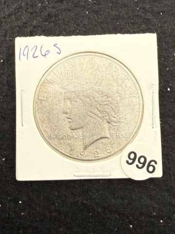 1926 S Peace Silver Dollar Coin: KEY WORDS: INDIAN ARTIFACT ARTIFACTS ARROWHEAD ARROWHEADS NATIVE AMERICAN MISSISSIPPIAN QUAPAW CADDO POTTERY COINS MORGAN DOLLAR PEACE DOLLAR SILVER COINS. All coins have been Sigma tested for