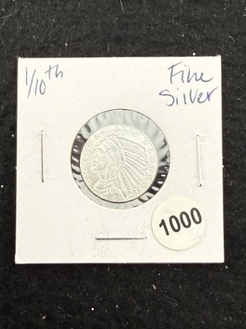 1/10th Fine Silver Coin: KEY WORDS: INDIAN ARTIFACT ARTIFACTS ARROWHEAD ARROWHEADS NATIVE AMERICAN MISSISSIPPIAN QUAPAW CADDO POTTERY COINS MORGAN DOLLAR PEACE DOLLAR SILVER COINS. All coins have been Sigma tested for