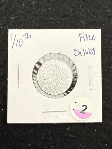 1/10th Fine Silver Coin: KEY WORDS: INDIAN ARTIFACT ARTIFACTS ARROWHEAD ARROWHEADS NATIVE AMERICAN MISSISSIPPIAN QUAPAW CADDO POTTERY COINS MORGAN DOLLAR PEACE DOLLAR SILVER COINS. All coins have been Sigma tested for